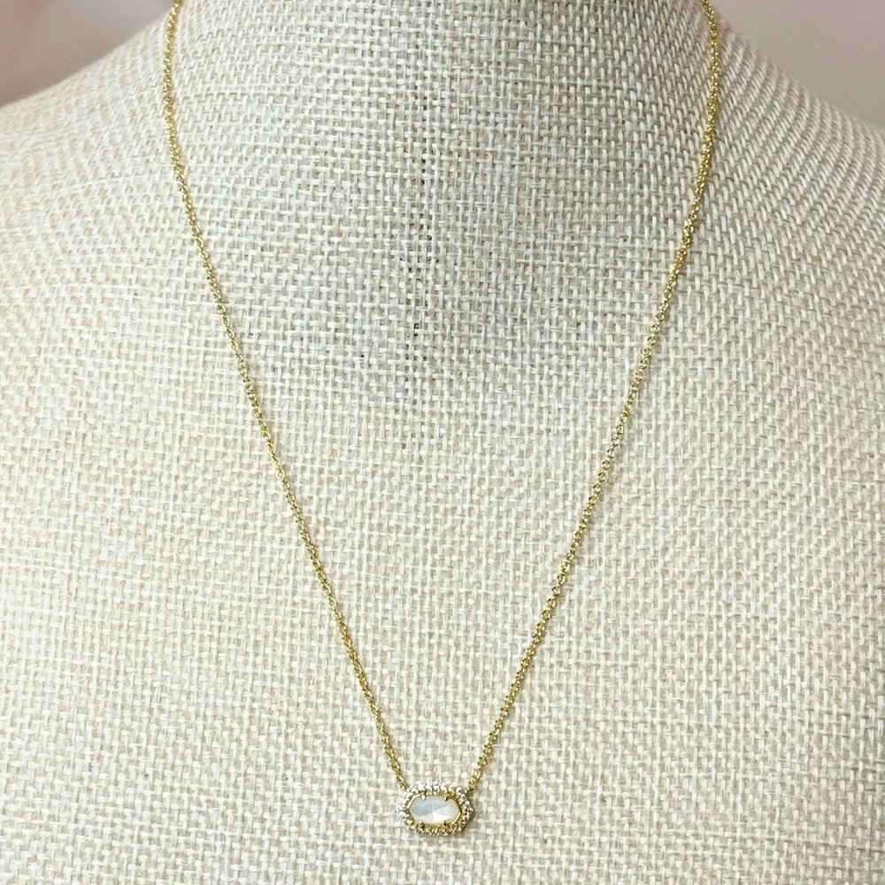 Kendra Scott 14k Gold-Plated Cubic Zircon Mother of Pearl Mini Pendant Necklace